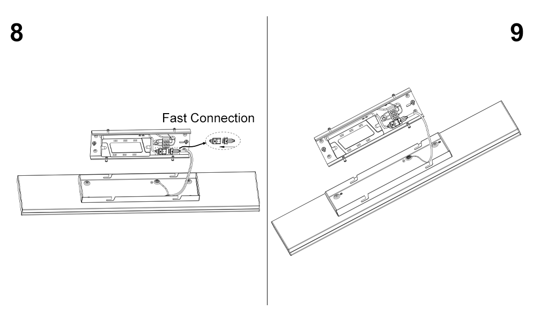 7. Schematic diagram of product installation 220-240vac LED purification lamp 3000K-4000K-6000K adjustable 20W 30W 40W 50W 60W 70W aluminum alloy material 5-year warranty.