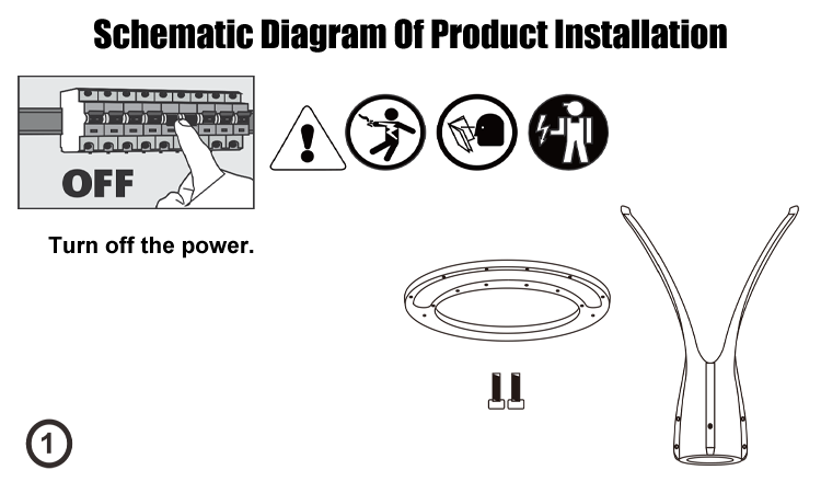 4. Schematic diagram of product installation 60W wholesale LED modern garden lamp IP65 waterproof and dustproof warranty 5 years 4000K