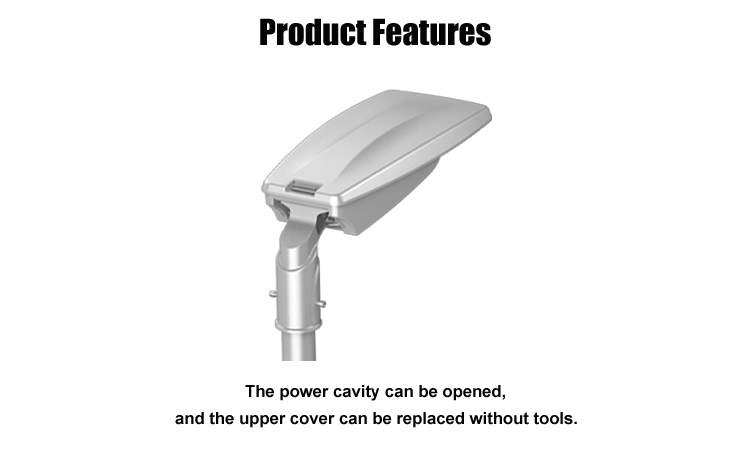 2. The power supply cavity can be opened, and the upper cover can be replaced without tools. 50W 90W 150W wholesale LED street lamp 700Lm12600Lm21000Lm can choose 5-year warranty Nichia chi