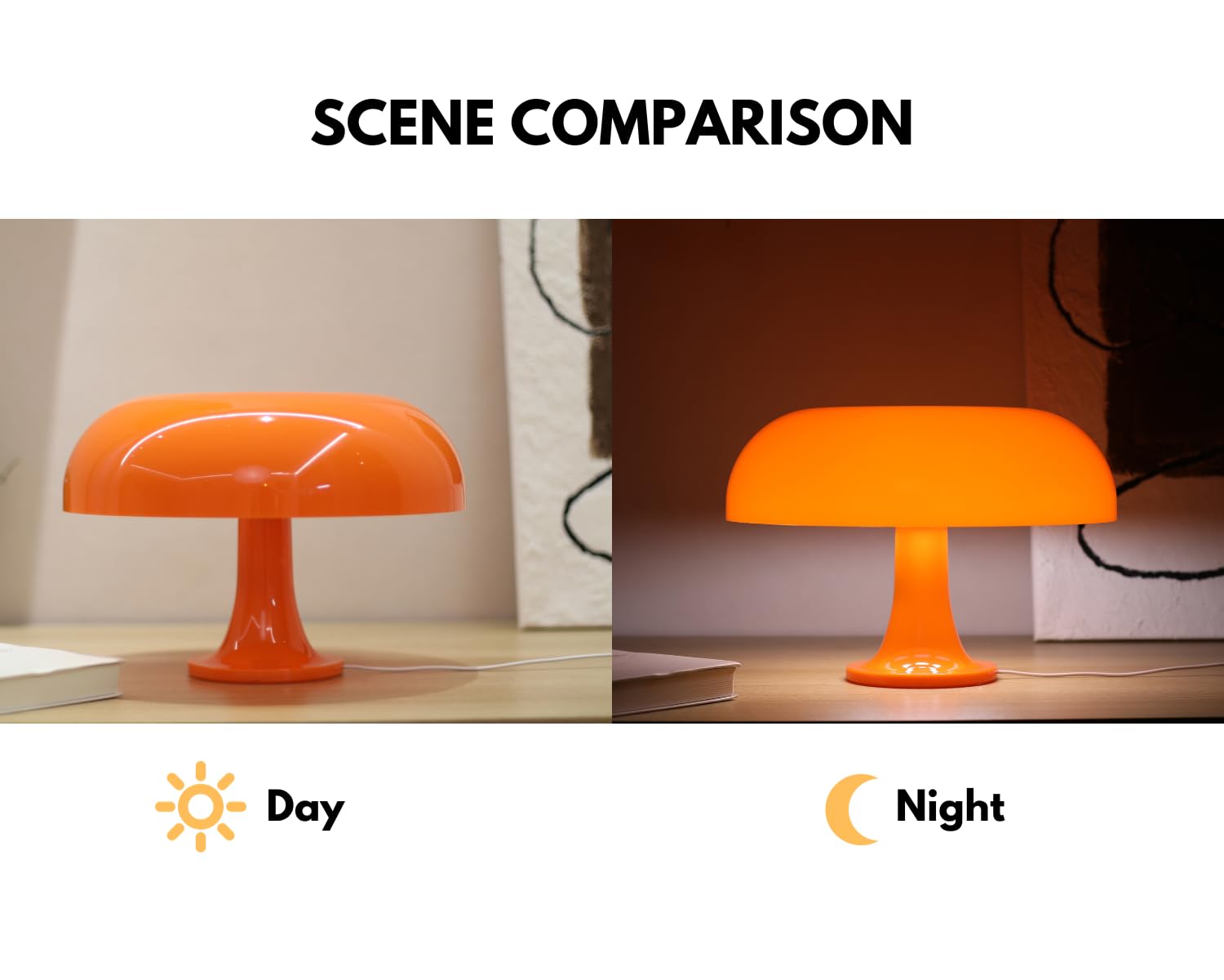  Mushroom Lamp, Dimmable Mushroom Table Lamp with 3 Lighting Modes, 70s Retro Lamp Mid Century Modern Lamp Mushroom Shaped Donut Lamp for Bedroom, Cool Home Decor Aesthetic Lamp
