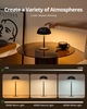 Cordless Table Lamp, Adjustable Height & 3-Color Dimming, Portable Black Wireless Battery Lamp for Bedroom, Dining or Outdoor