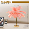  Ostrich Feather Table Lamp with Plug in Wire Modern Feather Lamp 3-Light Bedside Table Lamp for Living Room, Bedroom and Office 24” Tall Feather Desk Lamp