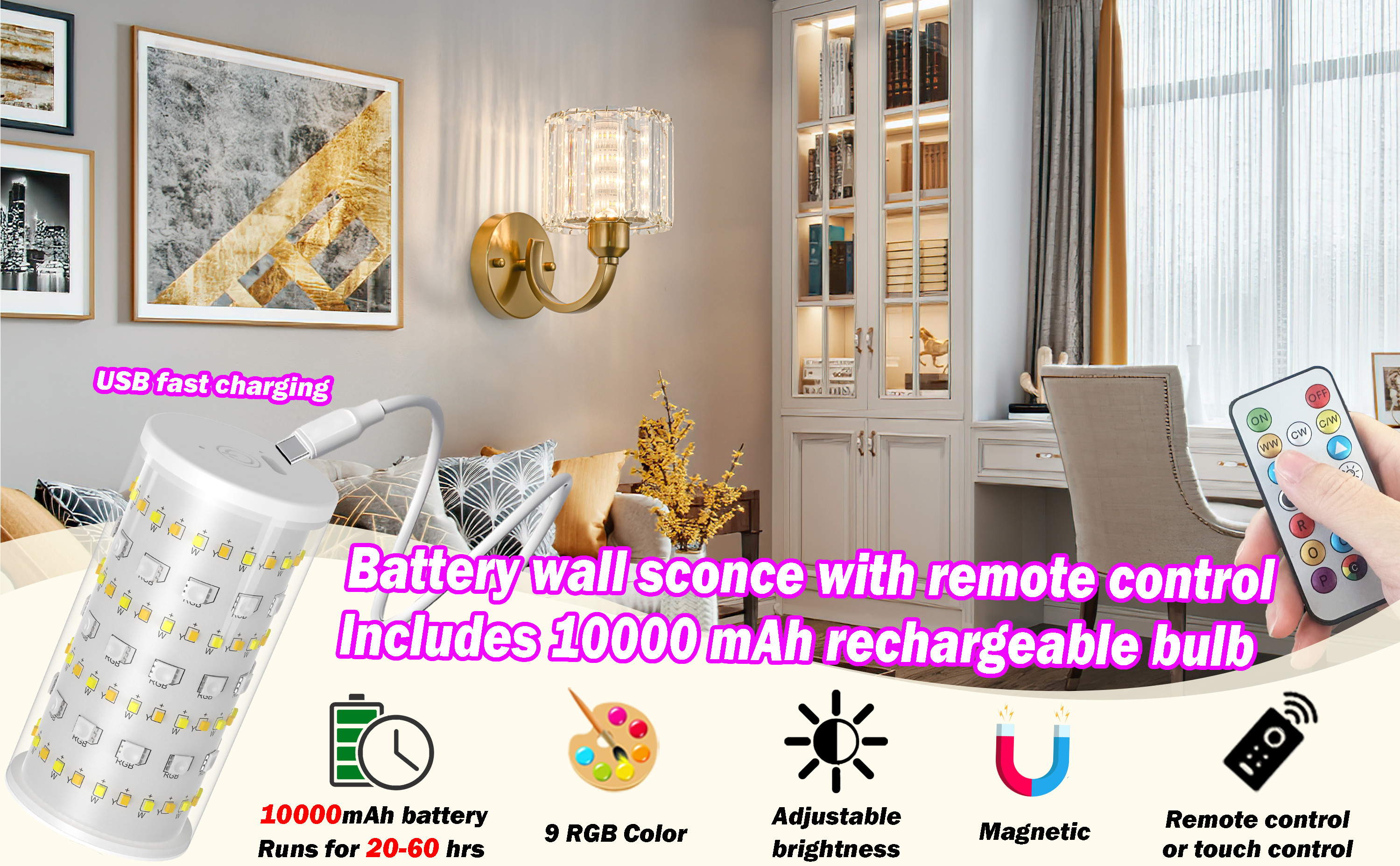 Wall Sconces Battery Operated Wall Lights (1)