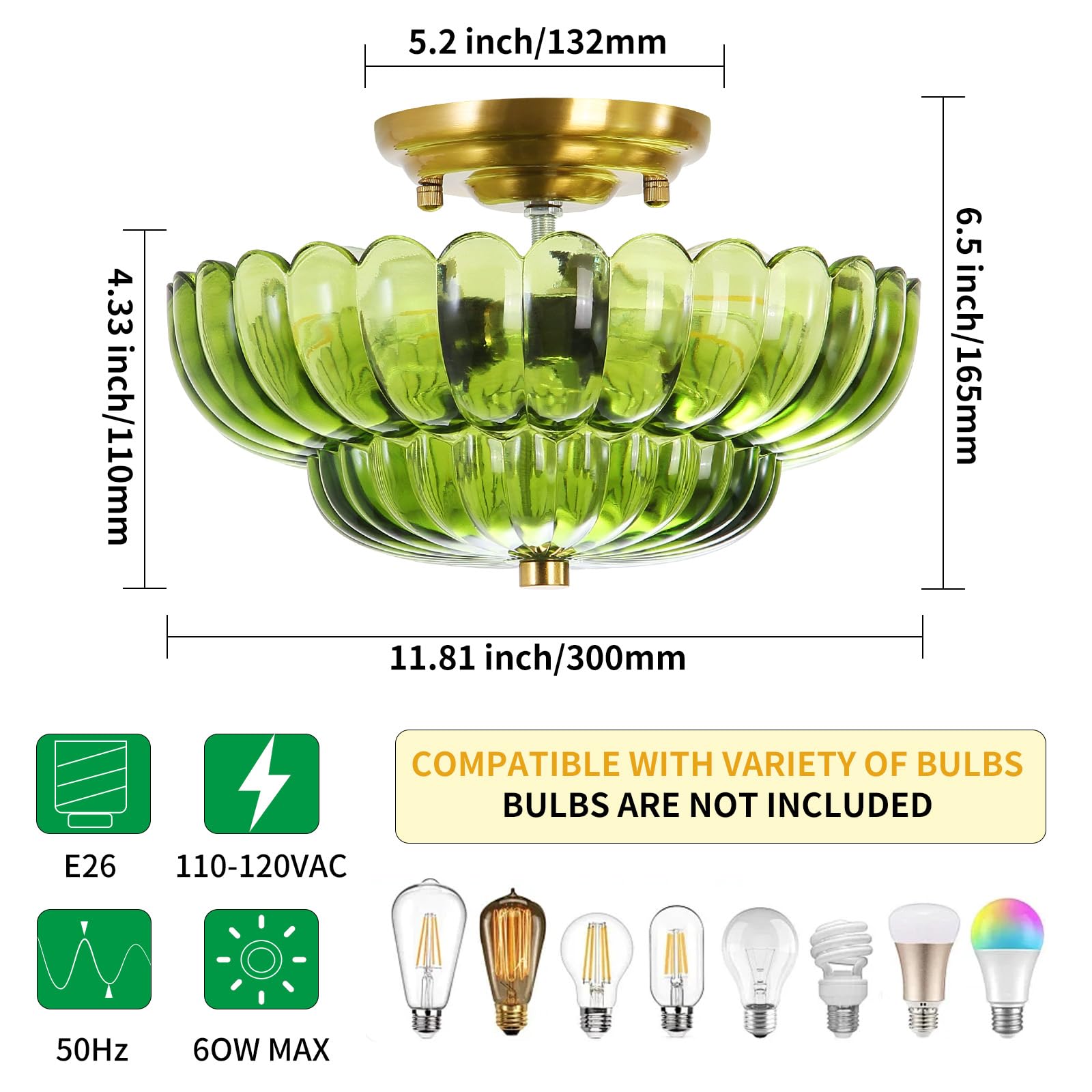 Ceiling Lights Flush Mount Ceiling Light Glass Ceiling Light Gold Base Modern Light Fixture for Hallway Living Room Kitchen Bedroom 3 Bulbs