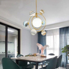 3D Planet Chandelier 7-Light Glass Pendant Lighting Gold Modern Round Hanging Lamp Fixtures with Colorful Glass Globe Shade Nordic Hanging Light