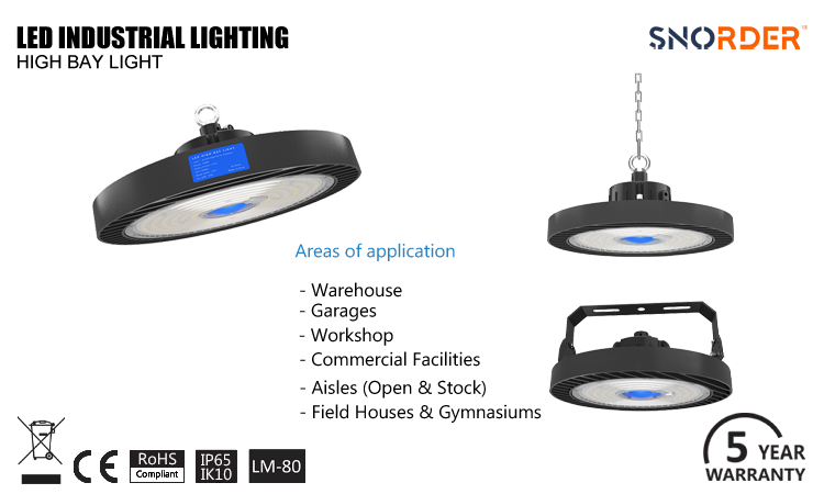 1. 5-year warranty industrial LED best-selling high-ceiling lamps, 100W 150W 200W optional, IP65 waterproof and dustproof IK10 explosion-proof, industrial lighting, CE and ROHS product cer
