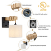  Boho Wall Sconces, Hardwired Farmhouse Fabric Wall Lamps with Wooden Arm & On/Off Dimmable Switch,Rustic Indoor Wall Mount Light Fixtures for Bedroom Nursery Living Room Bathroom
