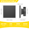  Outdoor LED Wall Light Modern Outdoor Porch Light Patio Light Outdoor Wall Sconce Aluminum Waterproof Porch Lights Indoor Outdoor Sconce Wall Lighting Warm White 3000K (Square) 