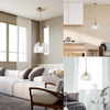 Modern Industrial Pendant Lights, Amber Glass Bell Shape Pendant Lights Kitchen Island with Matte Finished Metal Pendant Light Fixtures 