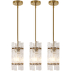 Modern Crystal Pendant Light for Kitchen Island, Gold Luxury Mini Water Ripple Glass Chandelier Lights Fixture, Modern square Adjustable Hanging Pendant Lighting for Dining Room Bedroom