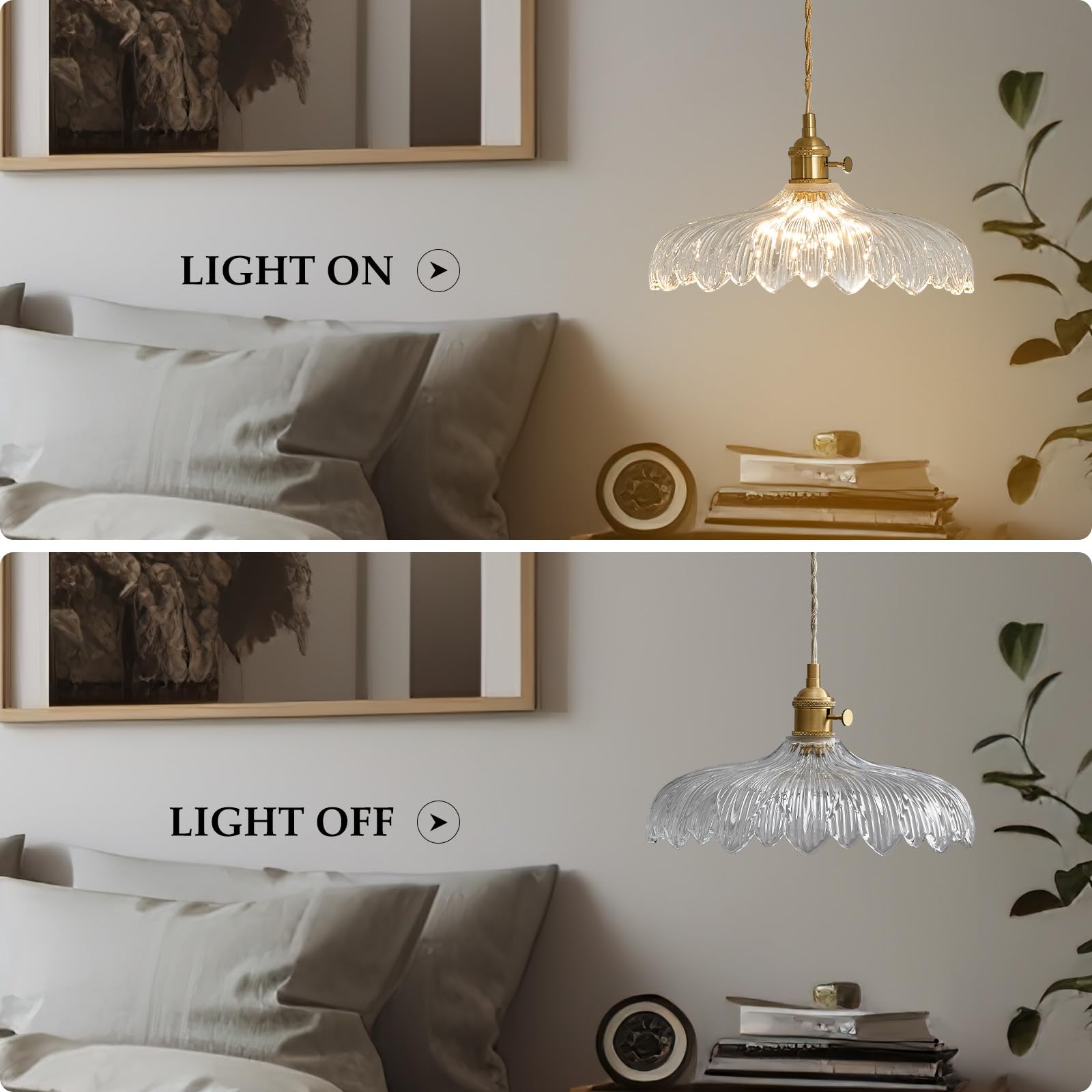 Hanging Lamp,9.8 Inch Pendant Lights Kitchen Island Golden Light Cord Pendant Light Flower Lampshade Vintage Pendant Light Farmhouse Pendant Light Fixtures 