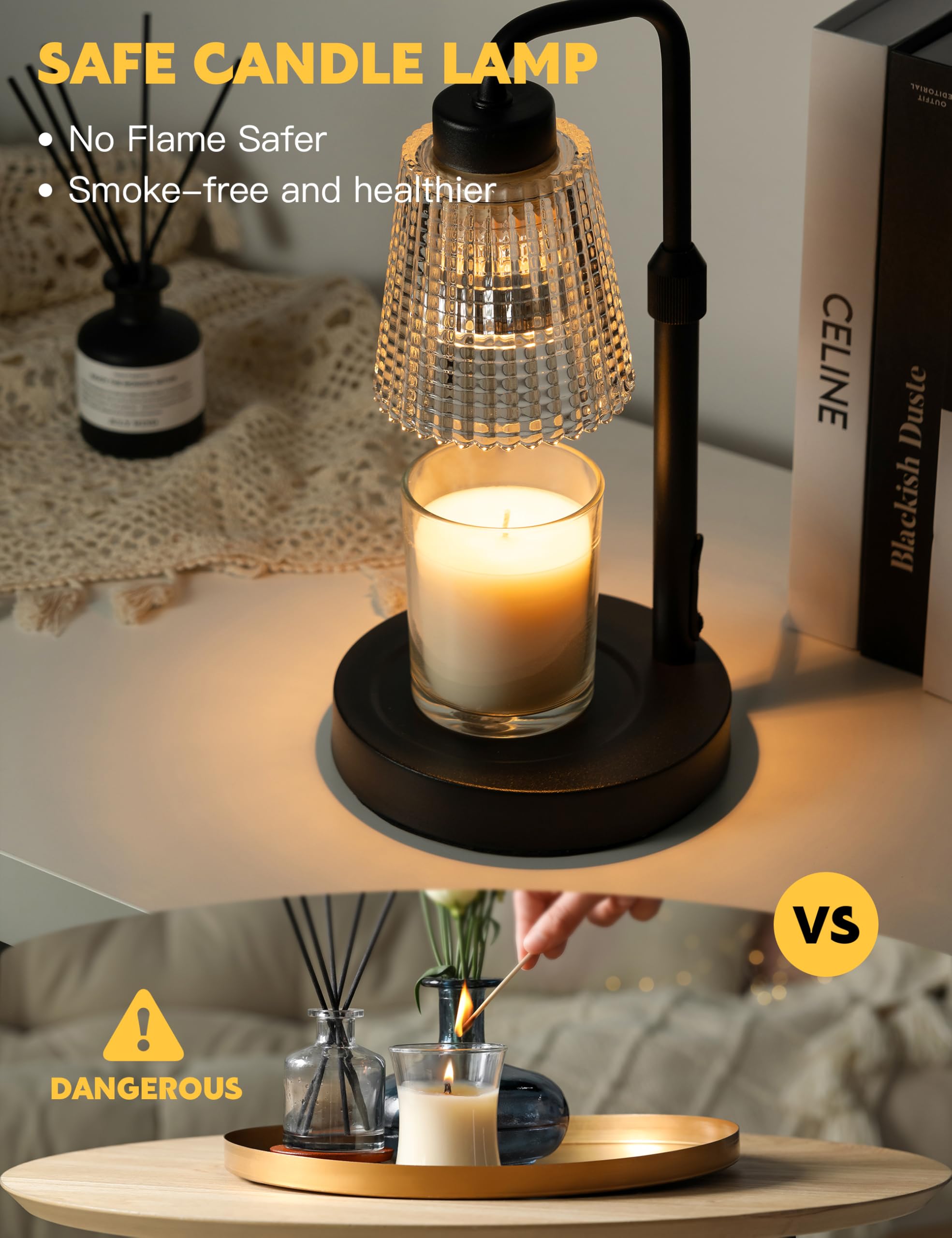 Candle Warmer Lamp with Timer, Adjustable Height Candle Warmer Dimmable Home Decor Candle Warmer Lamp 