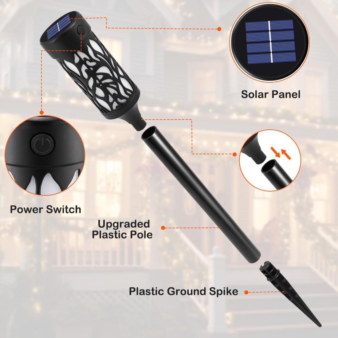 Solar Lights Outdoor Waterproof, Solar Tiki Torches with Flickering Flame, Solar Lights for Outside Decor, Solar Powered Outdoor Lights for Yard, LED Solar Garden Lights for Pathway Garden Decor Visit