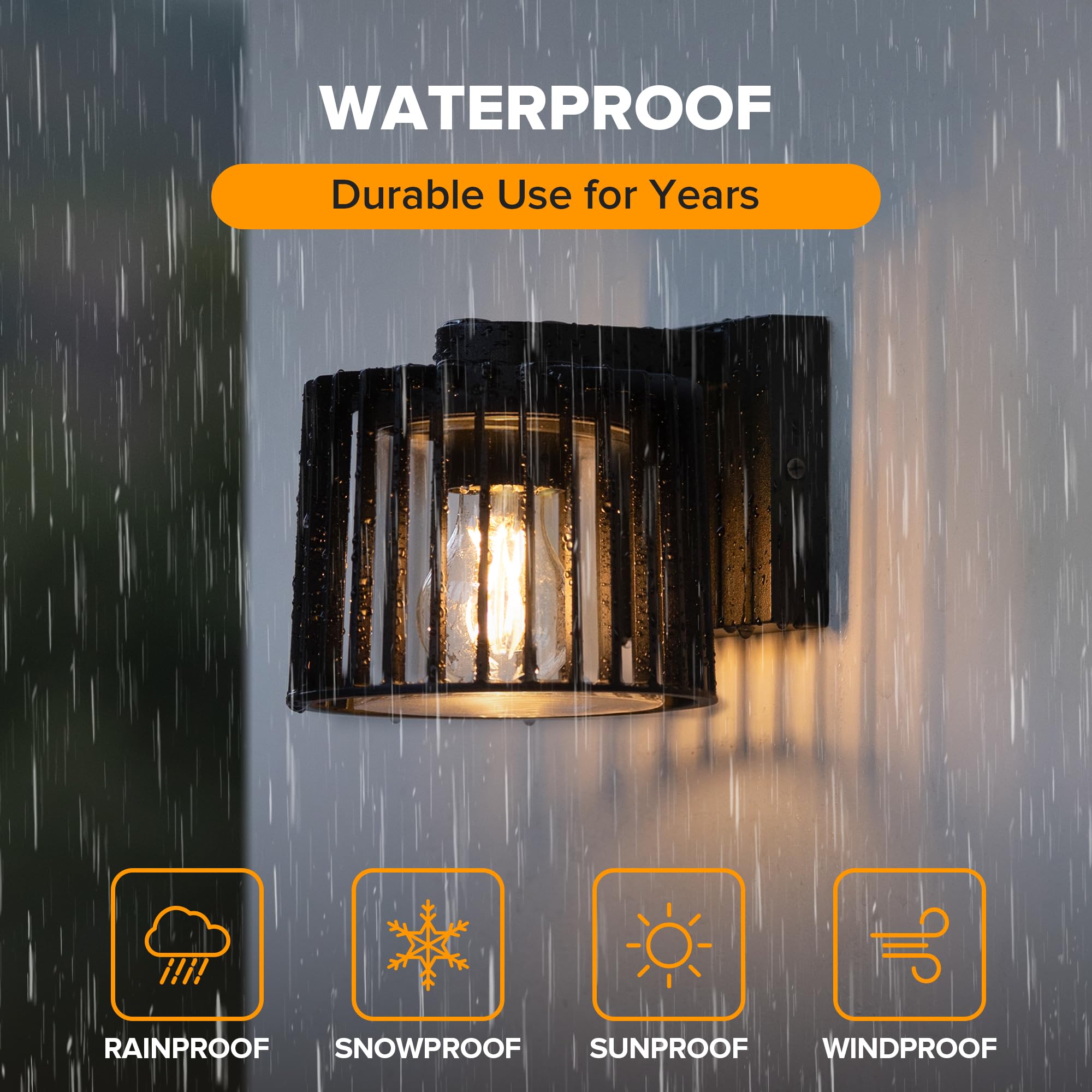 Outdoor Wall Lantern, Exterior Waterproof Wall Sconce Light Fixtures, Black Front Door Porch Lights Wall Mount Lighting with Clear Glass Shade, E26 Socket Wall Lamp for Patio 