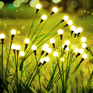 4 Pack Solar Garden Lights,2 Lighting Modes Waterproof Firefly Lights with Artificial Green Leaves & Branches,32 LED Big Bulb Solar Lights Outdoor Swaying Light for Yard Patio Pathway Decor