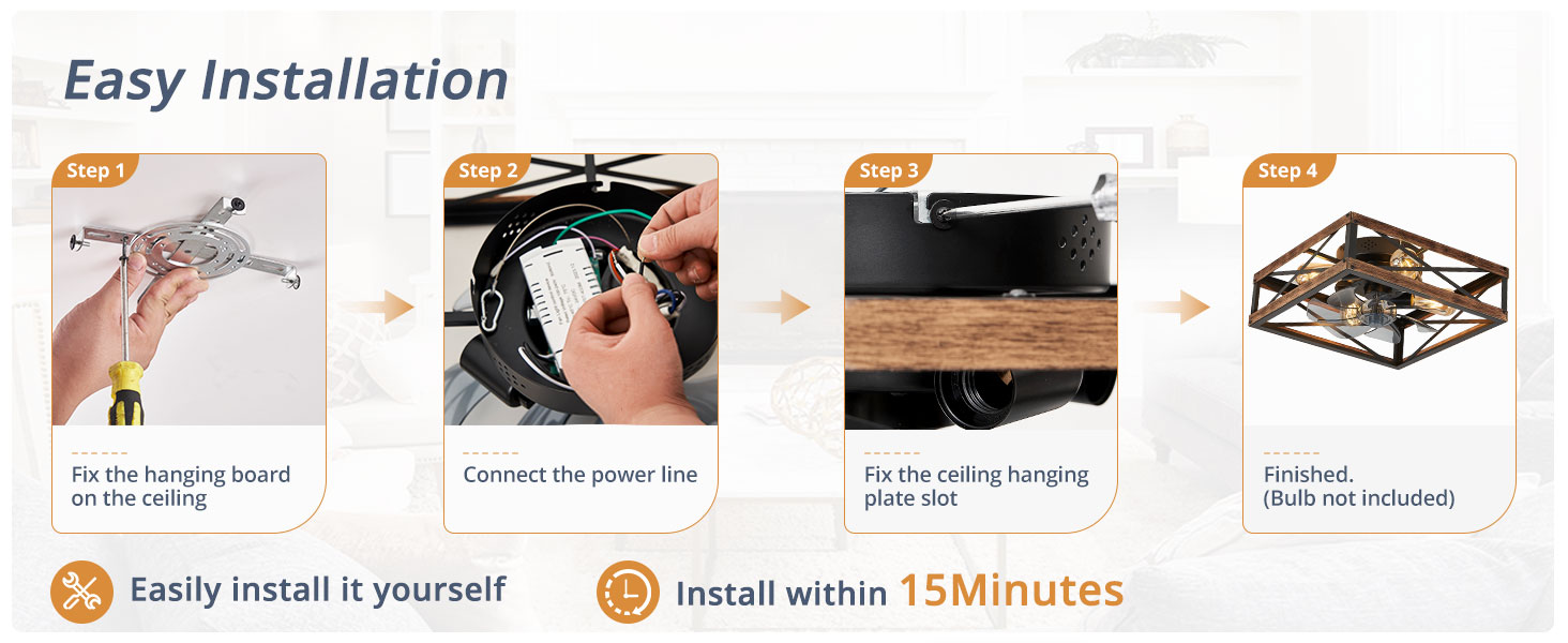 Caged Low Profile Ceiling Fans with Lights and Remote (7)