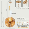 6-Light Rattan Chandelier 18.5 in Boho Light Fixture Hand Woven Country Wicker Chandelier for Dining Room, Living Room, Hallway, Kitchen 