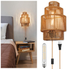 Plug-in Wall Sconce, Handwoven Bohemian Wall Decor with Switch and Bulb, Wall Lights Fixtures for Bedroom Living Room Hallway Porch 