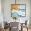 Hand-Woven Boho Pendant Light, 17.7" 5-Light Bohemian Rattan Lighting Fixture Natural Weaving Hanging Ceiling Light Coastal Wicker Chandelier for Kitchen Island Living Dining Room Restaurants 