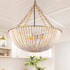 Bohemia Wood Beaded Chandelier Boho Chandelier Bristol Wood Bead Chandelier Beaded Light Fixture for Dining Living Room,Bedroom, Hallway, Entryway 5-Light 