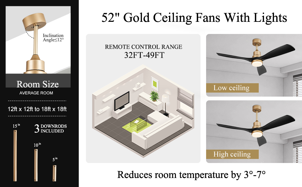 Modern Black and Gold Ceiling Fan with Lights and Remote (14)