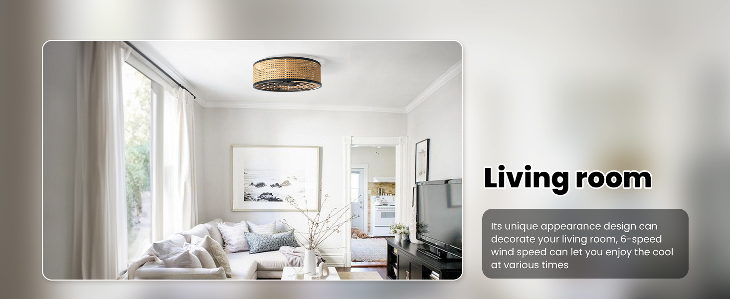 Rattan Boho Ceiling Fan with Light Flush Mount (6)