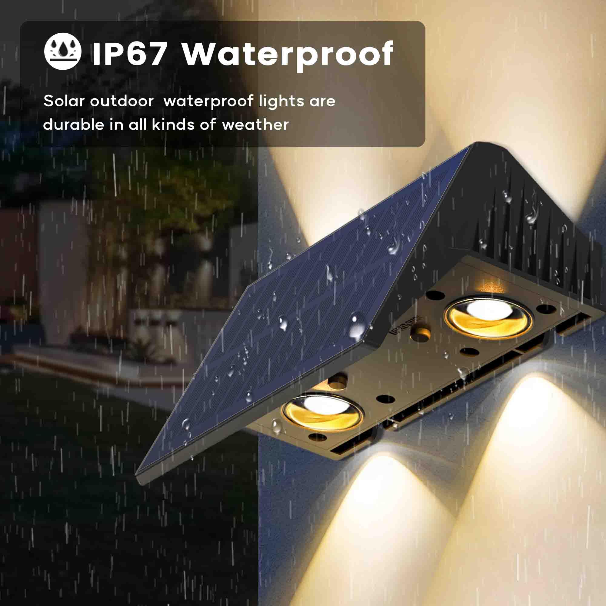  Solar Fence Lights, Fence Lights Solar Powered Warm White & RGB, Up & Down Solar Wall Lights Outdoor, Waterproof Solar Lights 120 Lumens Bright Dusk to Dawn for Yard/Pool/Porch/Patio/Railing