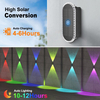 Solar Fence Lights, Fence Lights Solar Powered 8 WRGB Color Modes, Up & Down Waterproof Solar Wall Lights Outdoor, Bright Focus Lens Solar Lights for Yard/Pool/Porch/Patio/Railing 