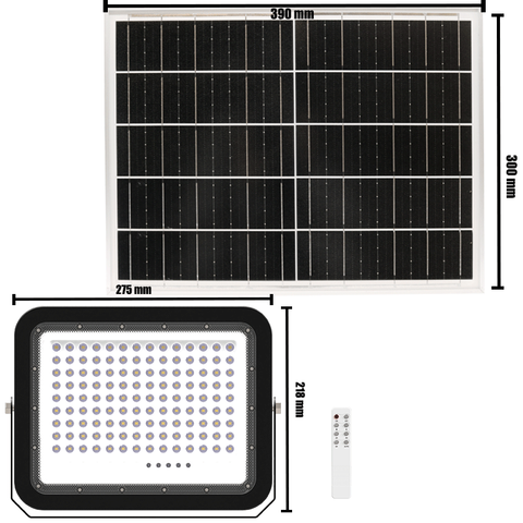 Outdoor Solar Lighting Energy Efficiency PIR Sensor 200W LED Flood Light Remote-Controlled with Solar Panel Light