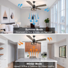  52 Inch Farmhouse Ceiling Fan with Lights and Remote,3-Lights Ceiling Fan with Caged Light Fixture,Rustic Ceiling Fan for Patio, Livingroom, Bedroom, Dining Room 