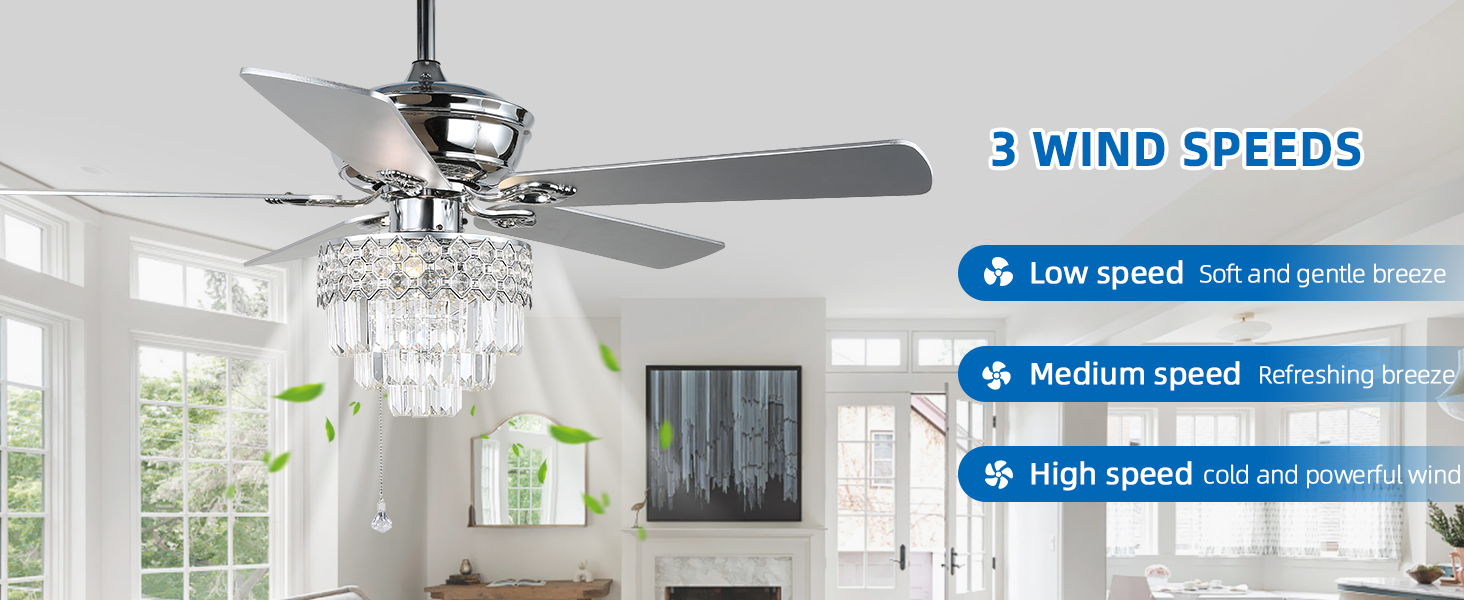 Crystal Ceiling Fan with Lights and Remote (8)
