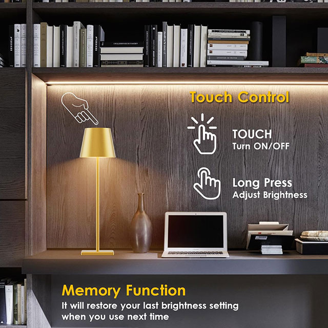 Gold Table Lamps Rechargeable, Cordless Lamp with 26000mAh Battery Operated,Wireless Lamp for Restaurant Home Dinner Dining Kitchen Outdoor Patio,Waterproof & Portable IP44