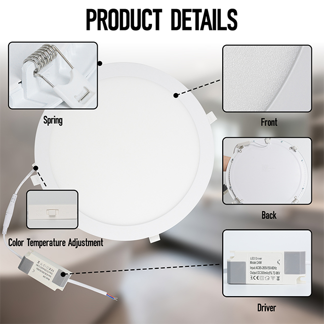 24W 3CCT Round Recessed LED Panel Light with CCT Switch | &Oslash;300mm