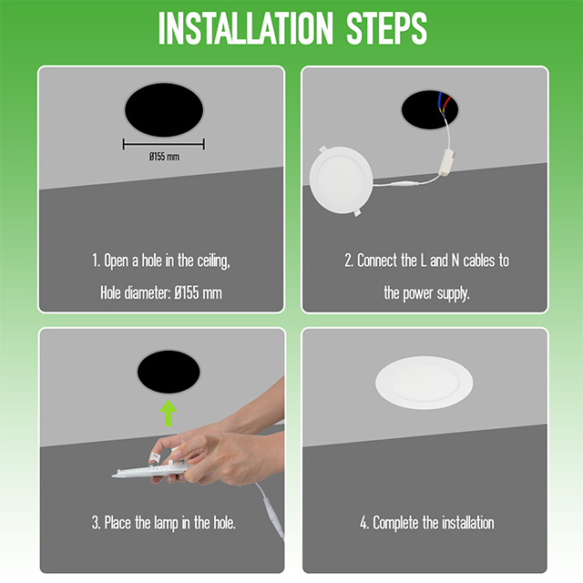 12W 3CCT Round Recessed LED Panel Light with CCT Switch | &Oslash;170mm