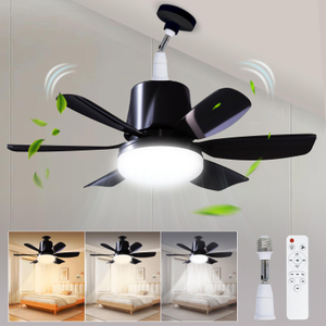 2 In 1 Socket Fan Light and 360° Light Socket Extender, 18.5'' Socket Ceiling Fans with Remote, 3 Colors LED Light Bulb, Screw in Small Ceiling Fan for Bedroom Living Room Kitchen Garage