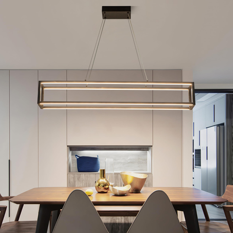 Modern LED Chandelier Linear Rectangle Chandelier Dimmable 39