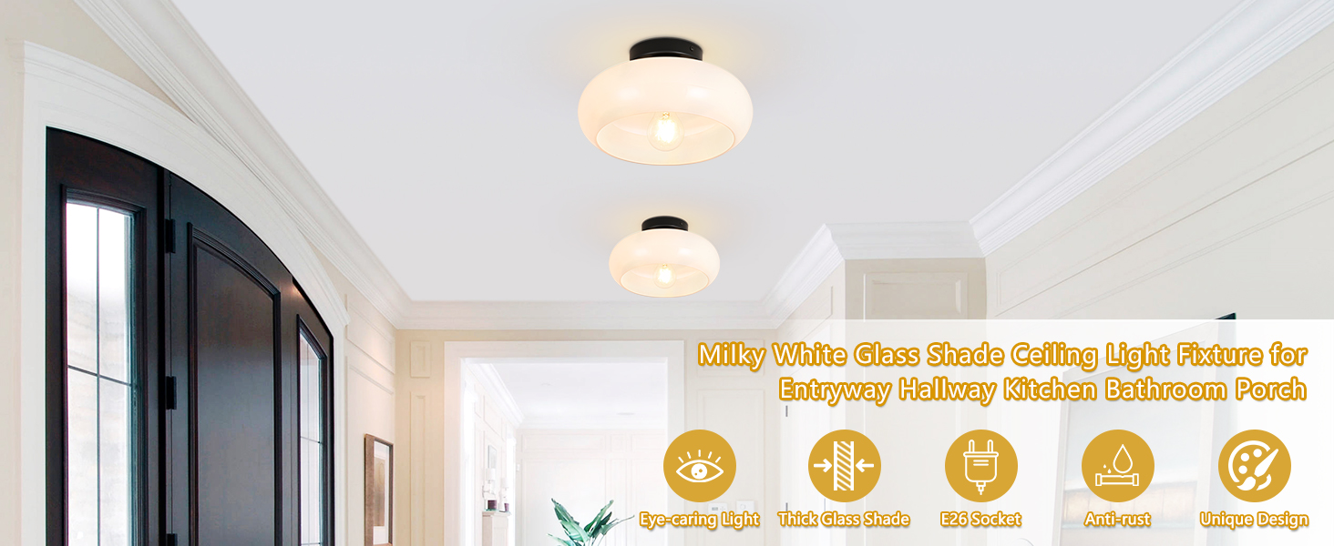 Mid-Century Modern Gold Semi Flush Mount Ceiling Light (1)