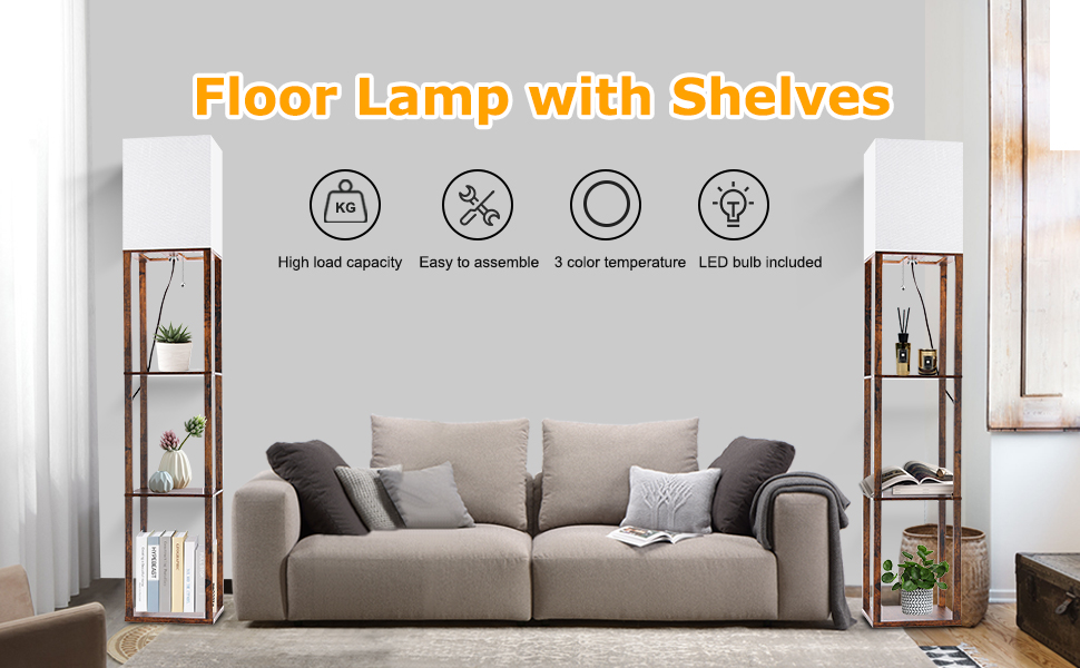 Floor Lamp with Shelves for Living Room (1)