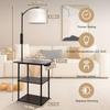 Floor Lamp with Table, End Table with Charging Station, 3 Color Temperatures 9W LED Bulb, Modern Shelves Side Table for Bedroom, Living Room