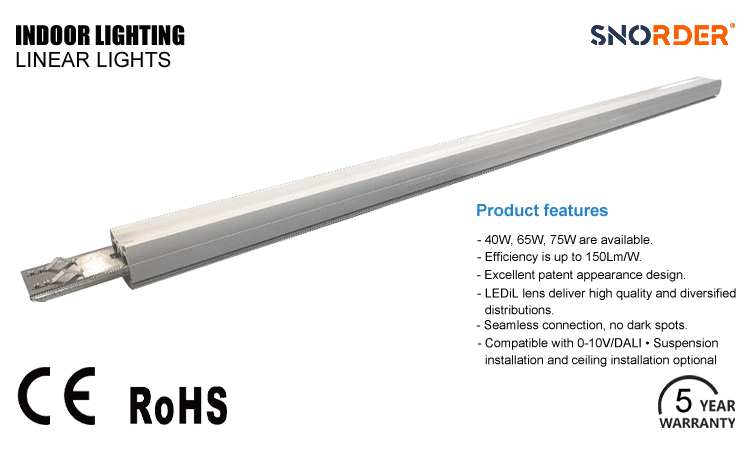 1. CE ROHS made in China LED linear lamp 60W white indoor linear lamp IP20 indoor lighting 4000K 1527 61 54mm