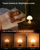 Cordless Small Mushroom Lamp, Rechargeable Battery Operated Table Lamp for Restaurant Bar Dining Table, Touch Dimmable Cute Bedside Night Light, Portable Outdoor Table Lamp for Patio Home Bedroom 