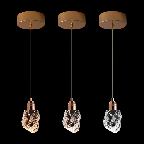 Modern Gold Pendant Light Fixtures, Crystal Pendant Lights with 3-Color, Pendant Lights for Kitchen Island, Restaurants, Dining Room, Bedrooms 