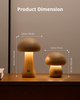 Wood Mushroom Lamp, LED Touch Bedside Mushroom Light, Portable Cordless Battery Lamp for Bedroom/Christmas