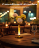 Gold Flower Lamp, Rechargeable Cordless Dining Table Lamp, 2 Color Stepless Dimming Touch Lamp, Battery Vase Lamp for Home/Dinner (Flower Not Included) 