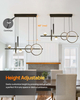 39" Modern Linear LED Chandelier, Dimmable LED Kitchen Island Pendant Light with Remote Control, Black and Gold Modern Chandelier for Dining Room