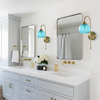Glass Wall Sconce Mid Century Vintage Wall Lamp Modern Globe Bathroom Sconces Wall Lighting Brass Gold Wall Sconces Long Thin Wall Sconce Bedroom Bedside Wall Lamp