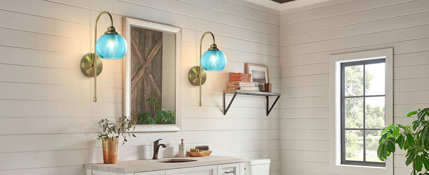 Glass Wall Sconce Mid Century Vintage Wall Lamp (5)