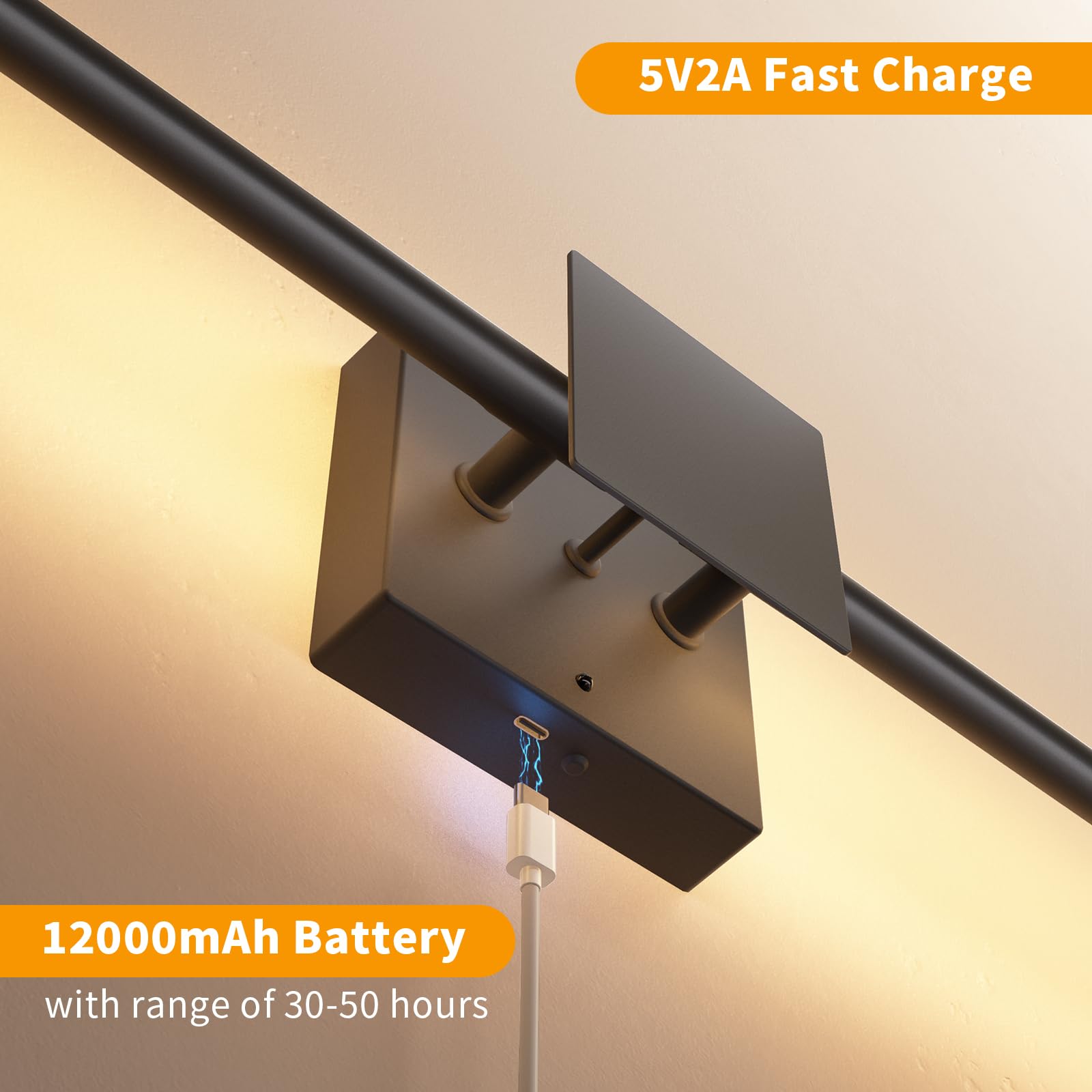 Battery Operated Wall Sconces with Remote Control, Dimmable Wall Sconces with DIY Independently Rotatable Lamppost, 3000K-6000K LED Wall Lights for Living Room, Bedroom, 28.3 Inch 