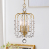 Small Gold Crystal Chandelier, 3-Light Modern Mini Crystal Pendant Light with 36'' Adjustable Chain, K9 Crystal Lighting Chandelier for Bedroom, Kitchen, Entryway