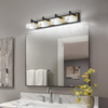4 Light Bathroom Vanity Light, LED 24W Bathroom Lighting Fixtures Over Mirror, Gold Black Bathroom Light Fixture, Wall Sconce Light with Crystal Shade, Bathroom Wall Light Fixtures, Day Light 